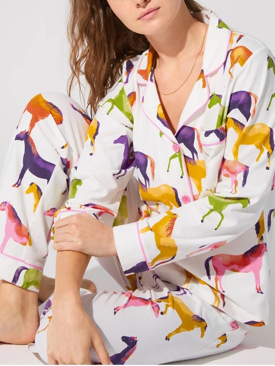 BedHead Other - BedHead PJs Long Sleeve Classic Jersey Two Piece Pajama Set Equestrian Parade